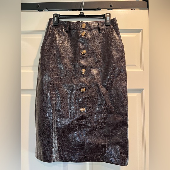 Rachel Comey Dresses & Skirts - Rachel Comey Dark Brown Croc-Embossed Pencil Skirt